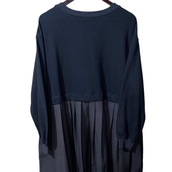 NWOT-Black Trendy Oversized Longsleeve Pleated Dresss - Picture 4 of 4